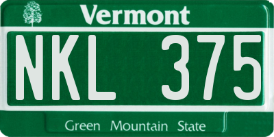 VT license plate NKL375