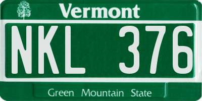 VT license plate NKL376
