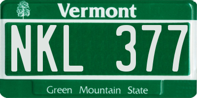 VT license plate NKL377