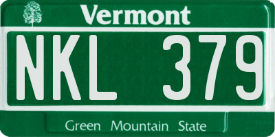VT license plate NKL379