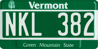 VT license plate NKL382