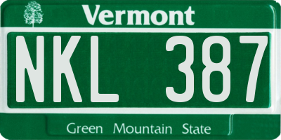 VT license plate NKL387