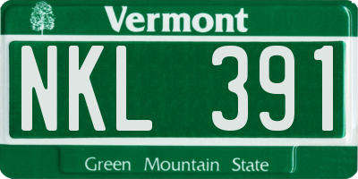 VT license plate NKL391