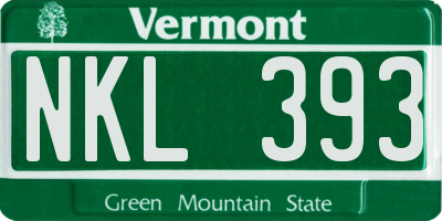 VT license plate NKL393