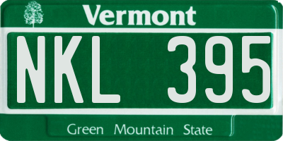 VT license plate NKL395