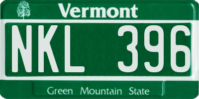 VT license plate NKL396