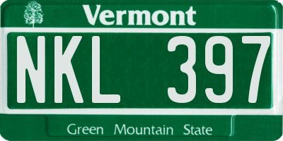 VT license plate NKL397