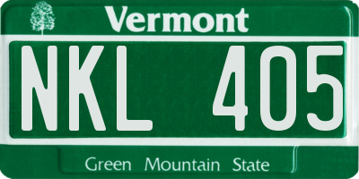 VT license plate NKL405