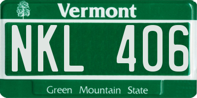 VT license plate NKL406