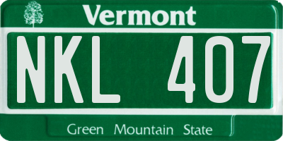 VT license plate NKL407