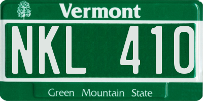 VT license plate NKL410