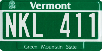 VT license plate NKL411