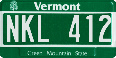VT license plate NKL412