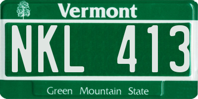 VT license plate NKL413