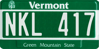 VT license plate NKL417