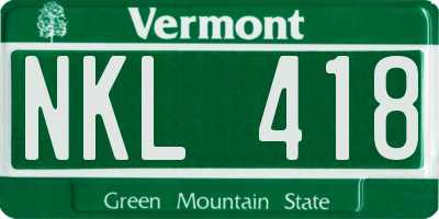 VT license plate NKL418