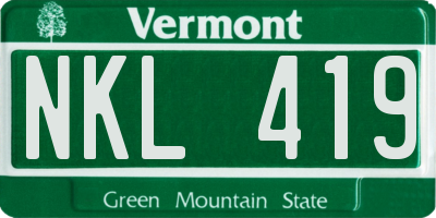 VT license plate NKL419