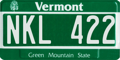 VT license plate NKL422