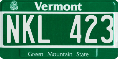 VT license plate NKL423