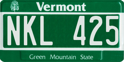 VT license plate NKL425