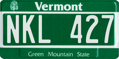 VT license plate NKL427