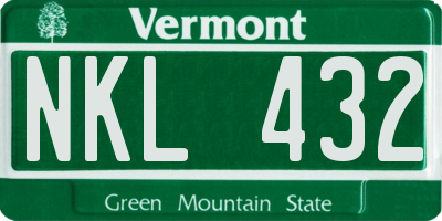 VT license plate NKL432