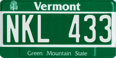 VT license plate NKL433