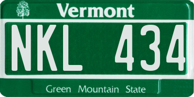 VT license plate NKL434