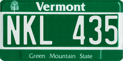 VT license plate NKL435