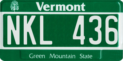 VT license plate NKL436