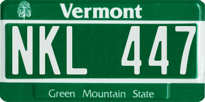 VT license plate NKL447