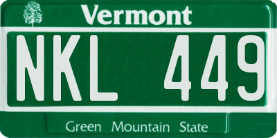 VT license plate NKL449