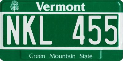 VT license plate NKL455