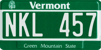 VT license plate NKL457