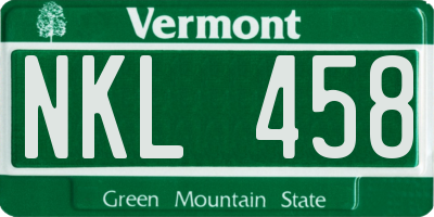 VT license plate NKL458