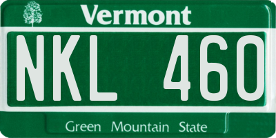 VT license plate NKL460