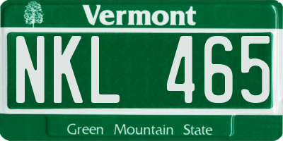 VT license plate NKL465