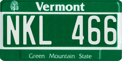 VT license plate NKL466