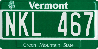 VT license plate NKL467