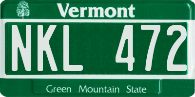 VT license plate NKL472