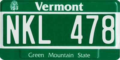 VT license plate NKL478