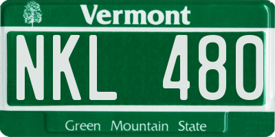 VT license plate NKL480