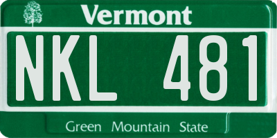 VT license plate NKL481