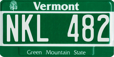 VT license plate NKL482