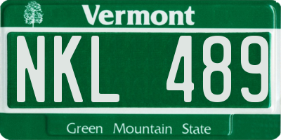 VT license plate NKL489