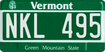 VT license plate NKL495