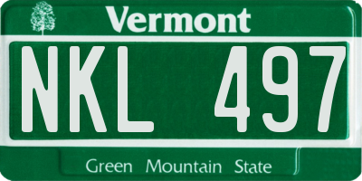 VT license plate NKL497