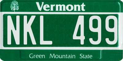 VT license plate NKL499