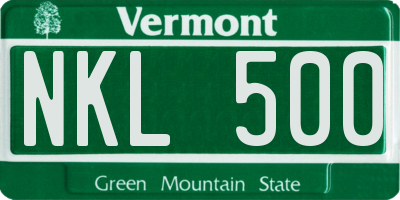 VT license plate NKL500