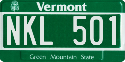 VT license plate NKL501